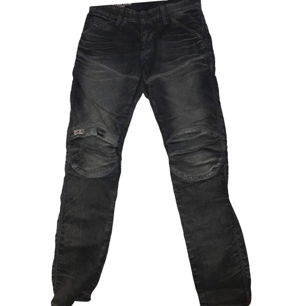 GRaw 5620 3D Knee Zip Dark Wash Skinny Moto Inspired Jeans Men’s 29x32